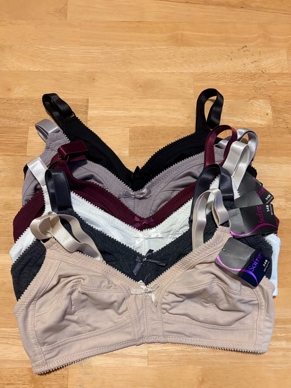 Sofra Wireless Comfort Bras - Beige, Black, White, Burgundy, Gray & Taupe
